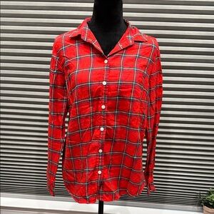 J. Crew Red and Blue Plaid Women's Button Down Shirt